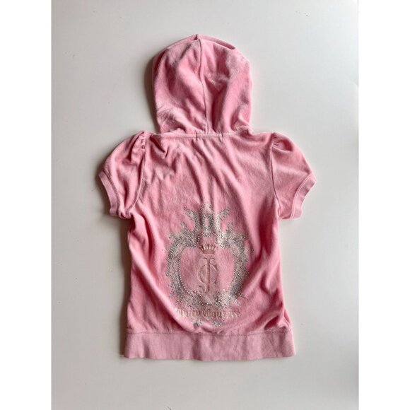 JUICY COUTURE Pink Cotton Velour Crystal Embellished Zip Up Hoodie, Size M - Picture 9 of 14